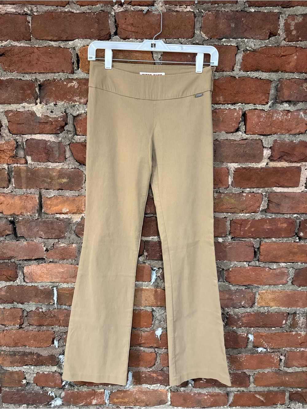 Guess Jeans Authentic Women’s Tan / Khaki Wide-Leg Flare Stretch Trousers